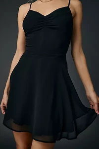 UO Over The Horizon Chiffon Fit-And-Flare Mini Dress