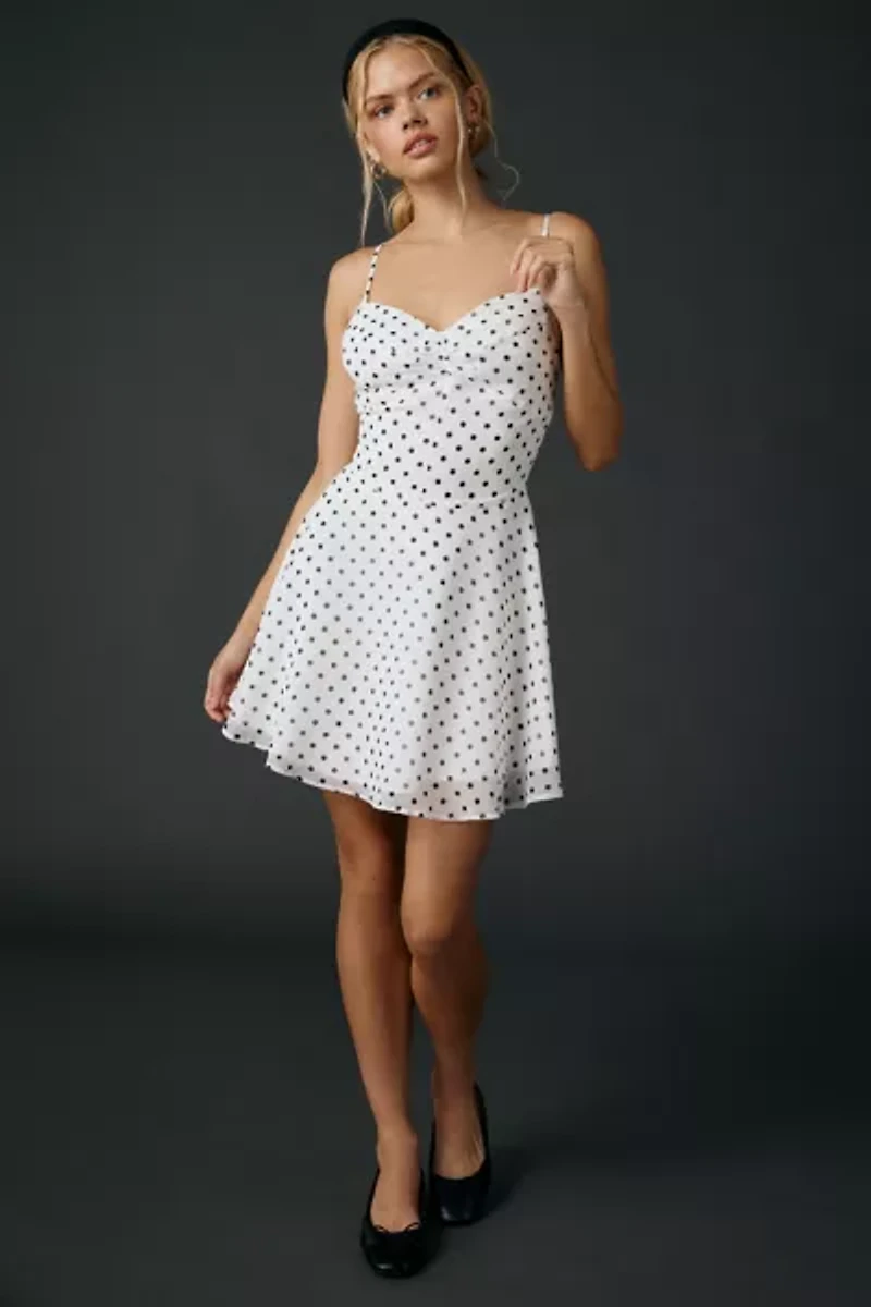 UO Over The Horizon Chiffon Fit-And-Flare Mini Dress