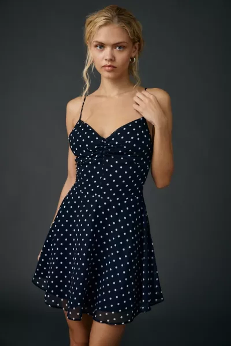 UO Over The Horizon Fit-And-Flare Chiffon Mini Dress