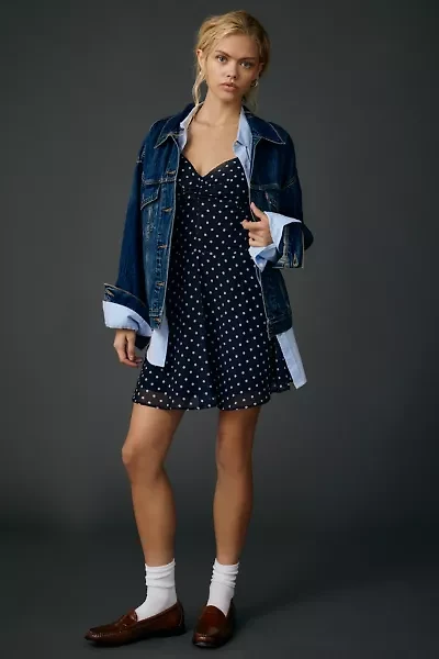 UO Over The Horizon Fit-And-Flare Chiffon Mini Dress