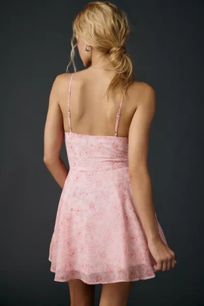 UO Over The Horizon Chiffon Fit-And-Flare Mini Dress