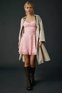 UO Over The Horizon Chiffon Fit-And-Flare Mini Dress