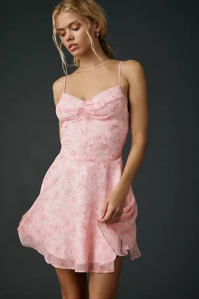 UO Over The Horizon Chiffon Fit-And-Flare Mini Dress