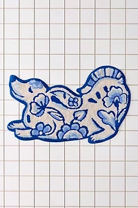 Delft Dog Shaped Plush Tufted Bath Mat