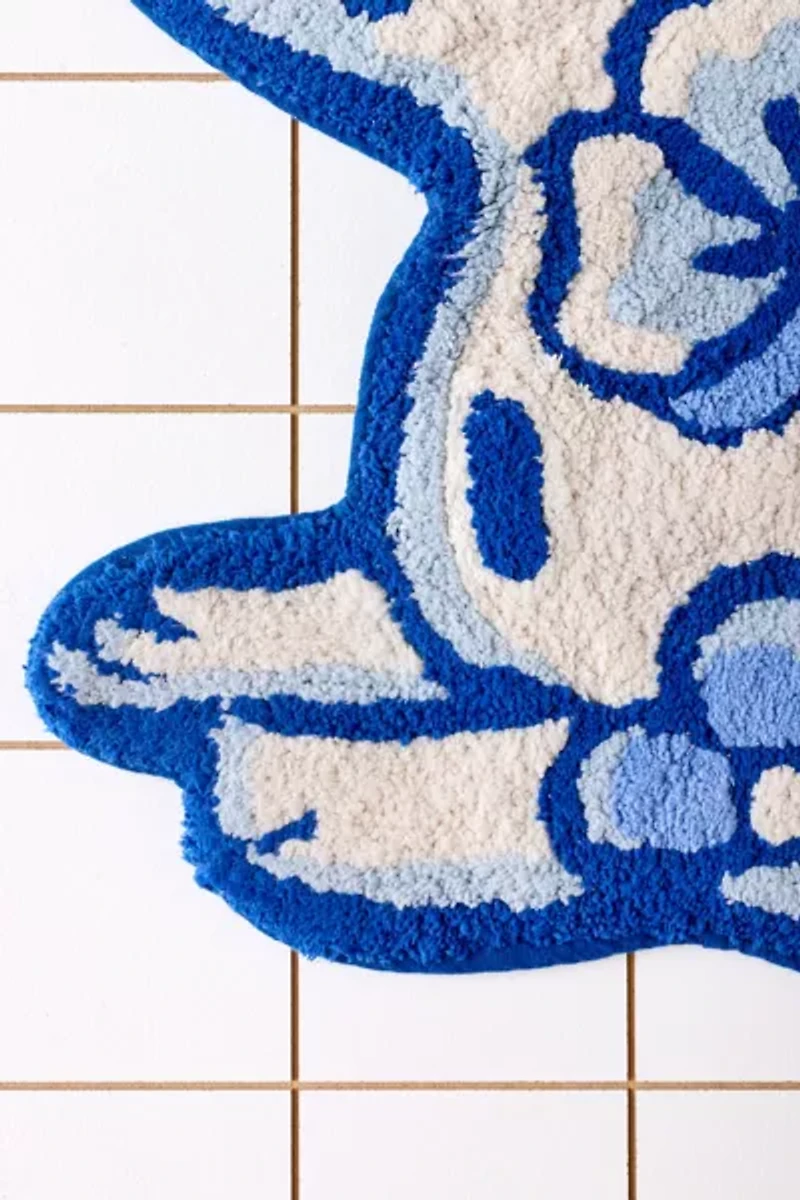 Delft Dog Shaped Plush Tufted Bath Mat