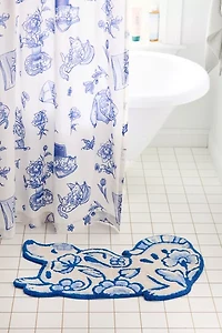 Delft Dog Shaped Plush Tufted Bath Mat