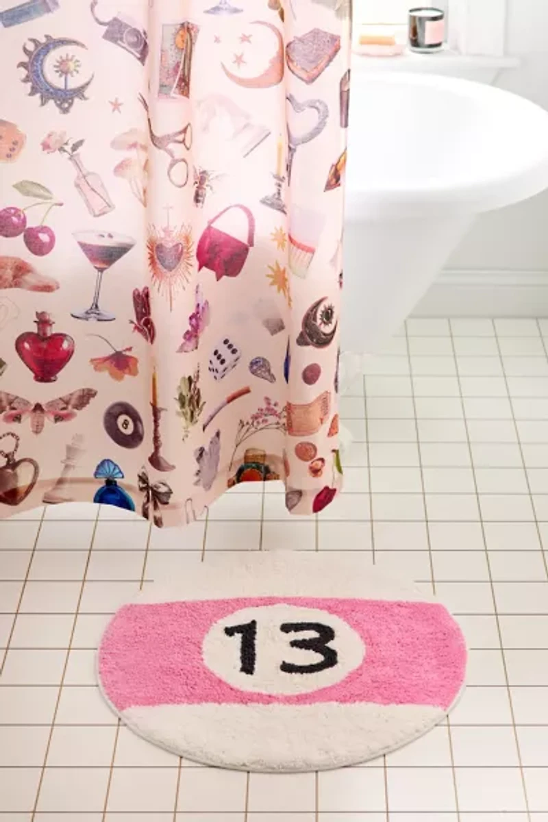 13 Pool Ball Shaped Plush Tufted Bath Mat