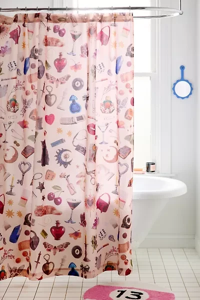 Charmed Icon Collage Patterned Shower Curtain