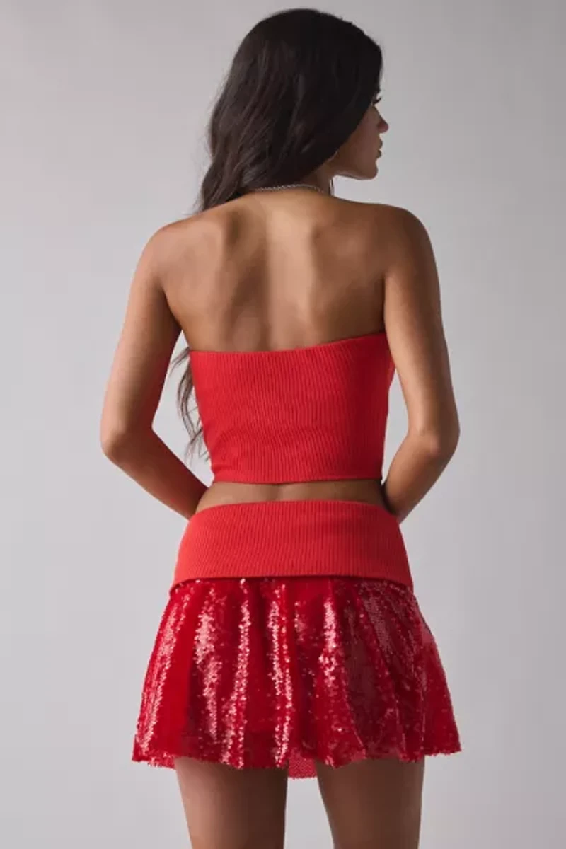 UO Good Game Chaser Tube Top + Sequin Skirt 2-Piece Set