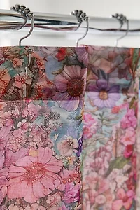 Yara Whimsical Floral Patterned Shower Curtain