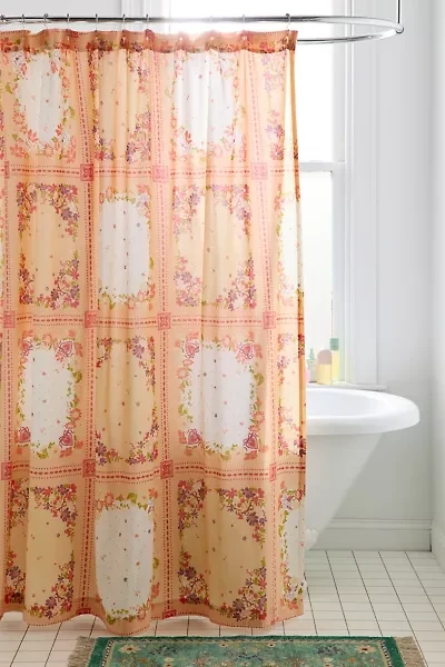 Beatrice Floral Patterned Shower Curtain