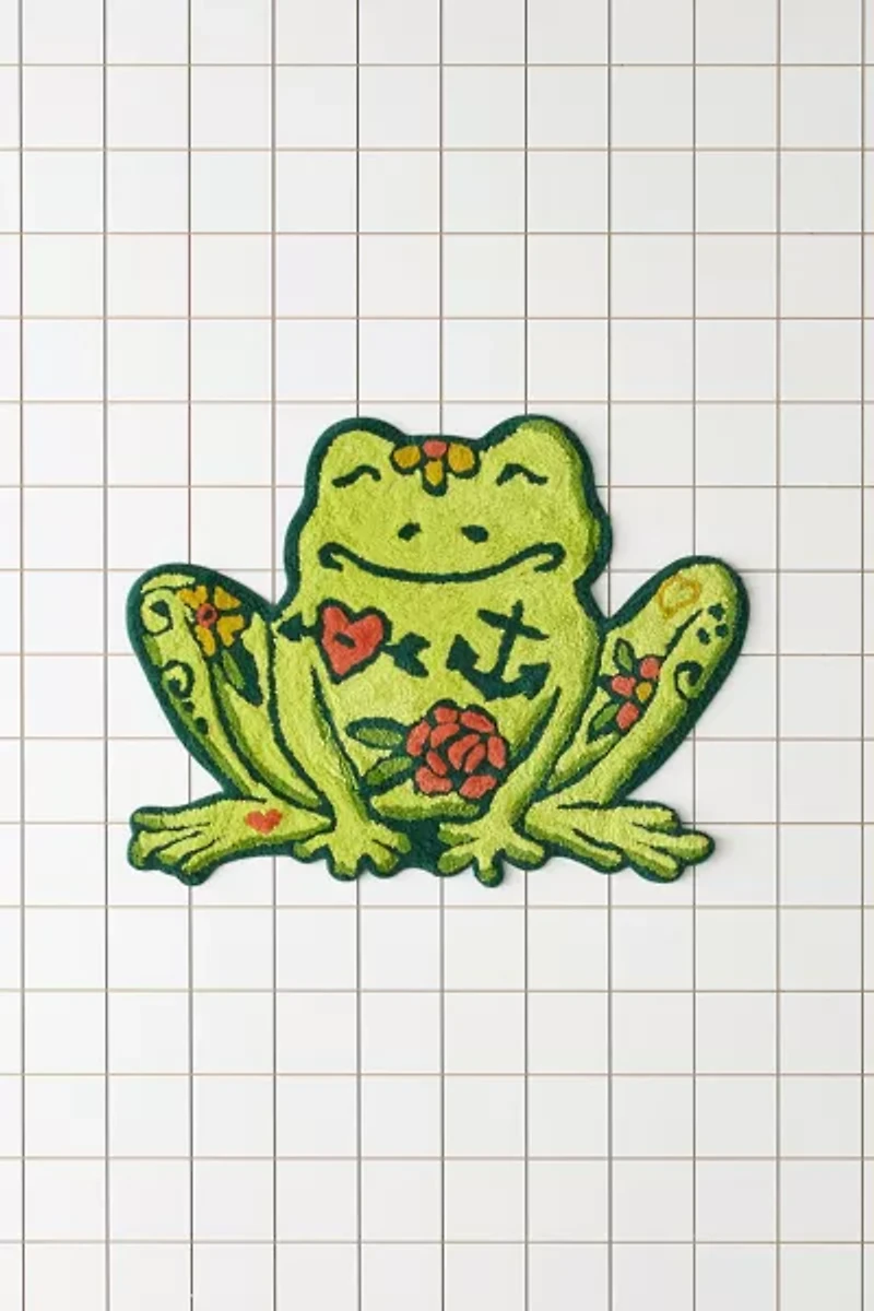 Tatted Frog Shaped Tufted Bath Mat