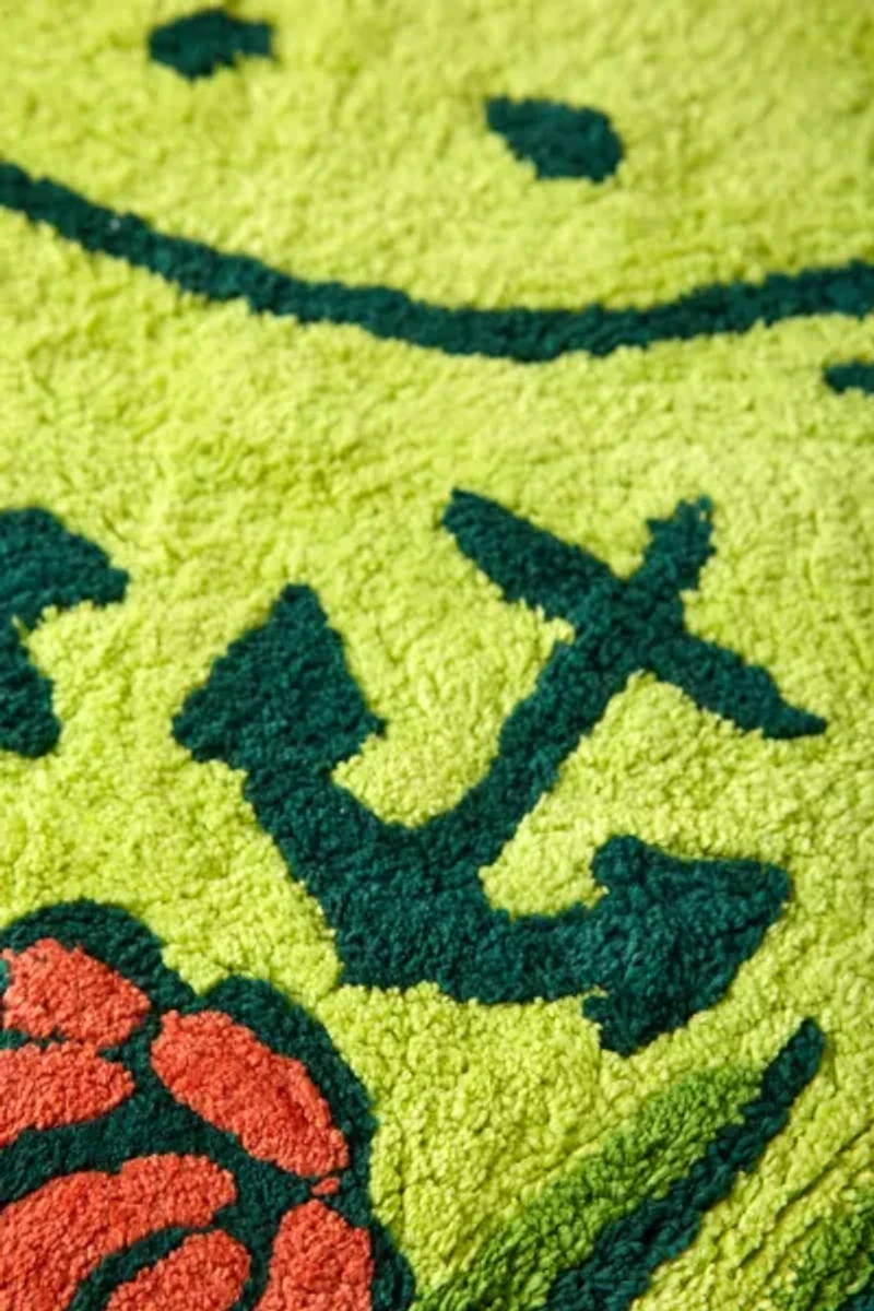 Tatted Frog Shaped Tufted Bath Mat