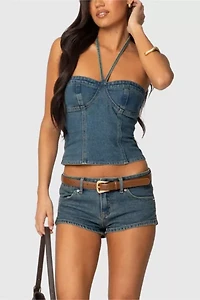 Edikted Jagger Low Rise Denim Shorts