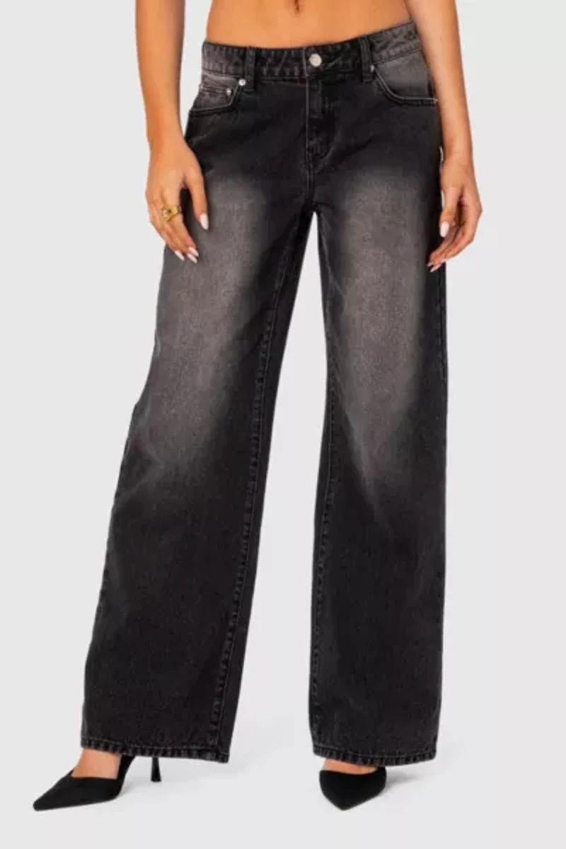 Edikted Magda Low Rise Acid Wash Jeans