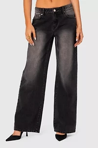 Edikted Magda Low Rise Acid Wash Jeans