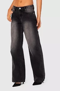 Edikted Magda Low Rise Acid Wash Jeans