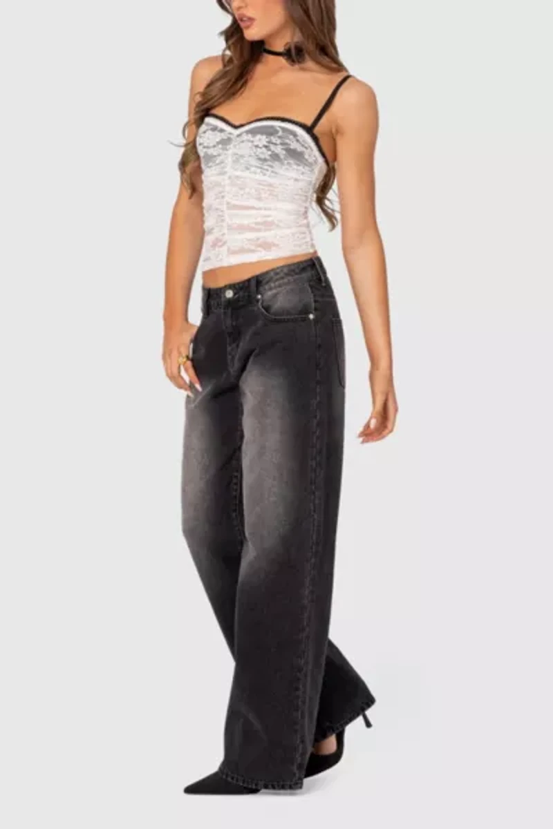 Edikted Magda Low Rise Acid Wash Jeans