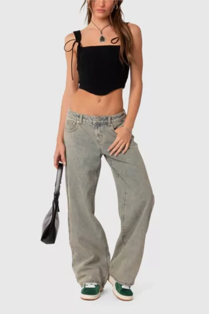 Edikted Magda Low Rise Acid Wash Jeans