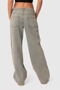 Edikted Magda Low Rise Acid Wash Jeans
