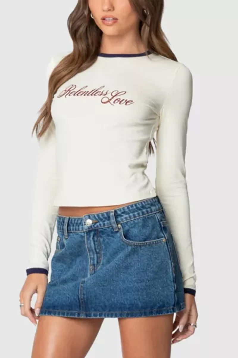 Edikted Chiara Denim Mini Skirt