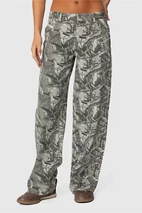 Edikted Camo & Bow Low Rise Jeans