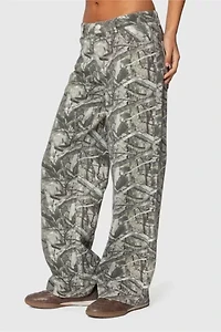 Edikted Camo & Bow Low Rise Jeans