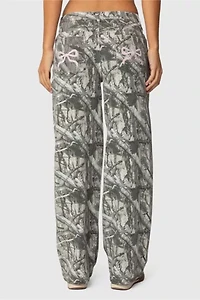 Edikted Camo & Bow Low Rise Jeans