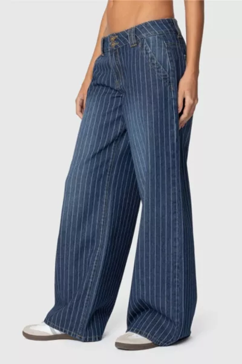 Edikted Cory Striped Low Rise Jeans