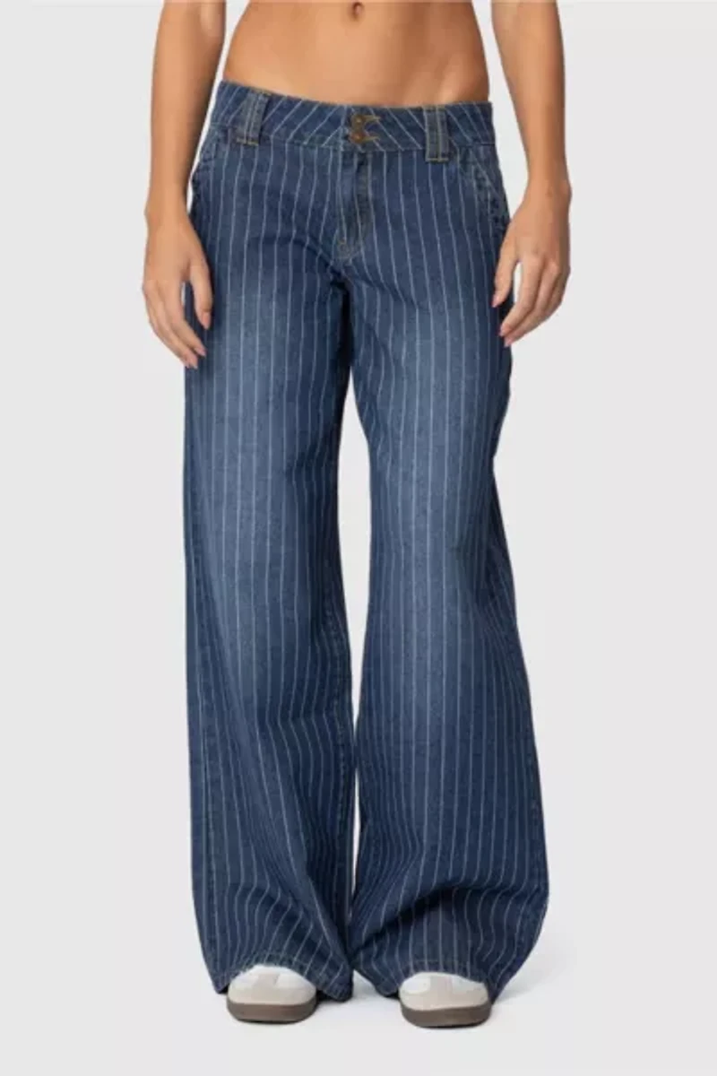 Edikted Cory Striped Low Rise Jeans