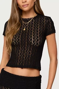 Edikted Rye Sheer Textured T-Shirt