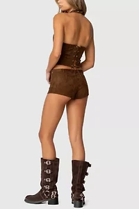 Edikted Sloane Faux Suede Halter Top