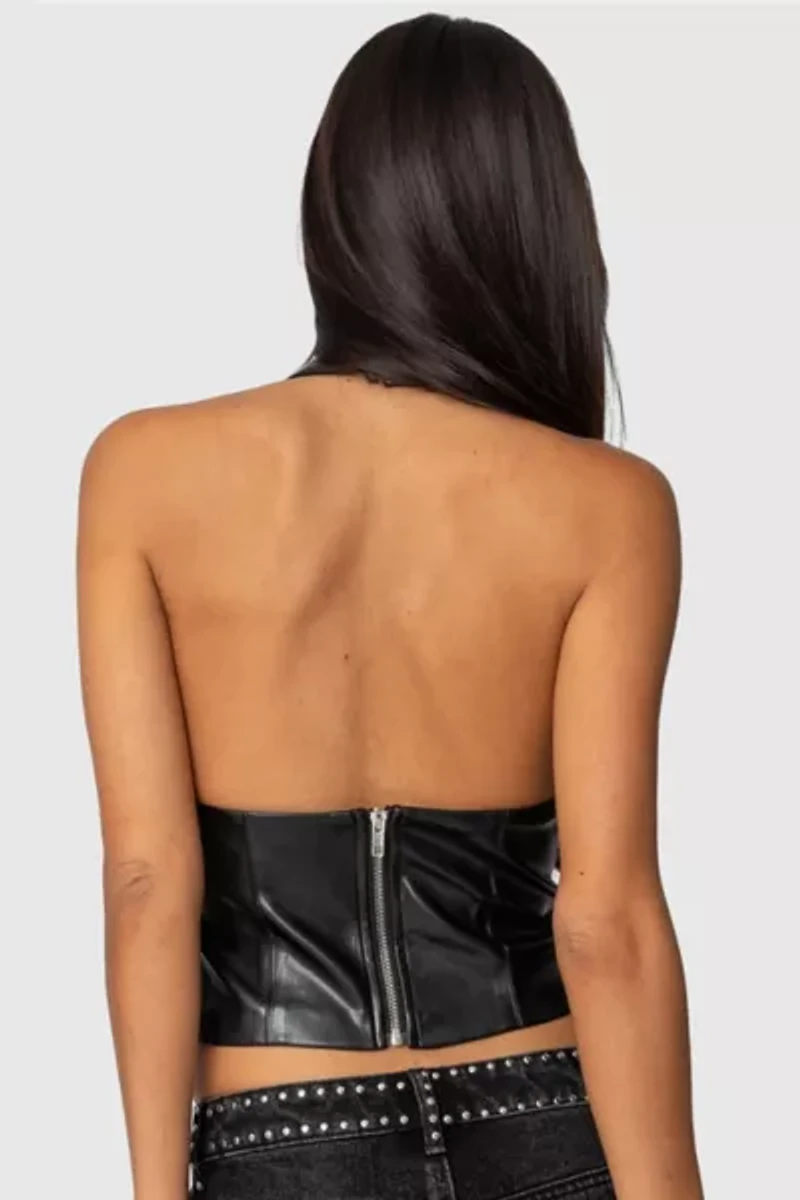 Edikted Tana Faux Leather Halter Top