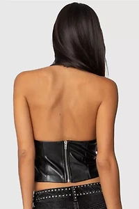 Edikted Tana Faux Leather Halter Top