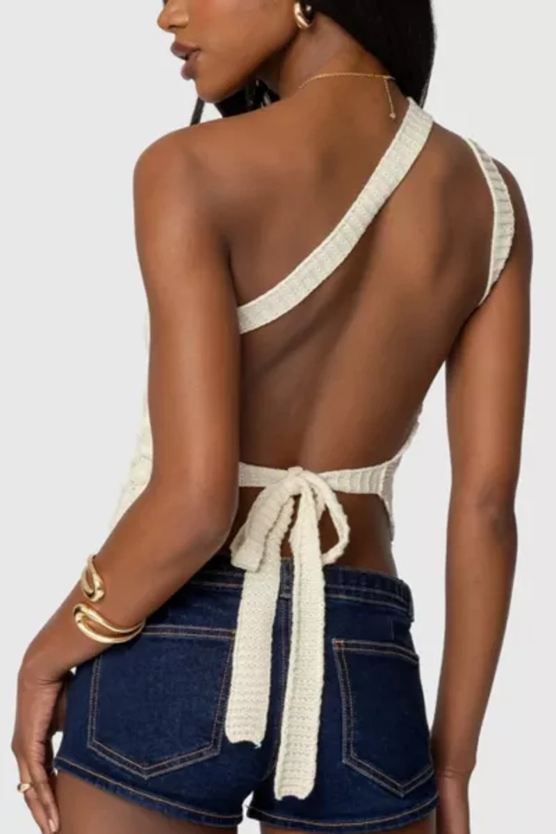 Edikted Codi Backless Asymmetric Knit Top