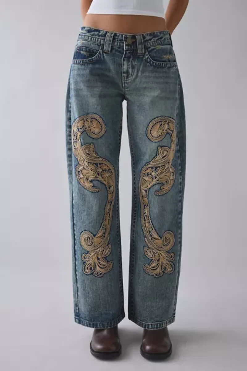 BDG Kayla Soutache Embroidered Low-Rise Jean