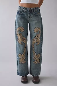 BDG Kayla Soutache Embroidered Low-Rise Jean