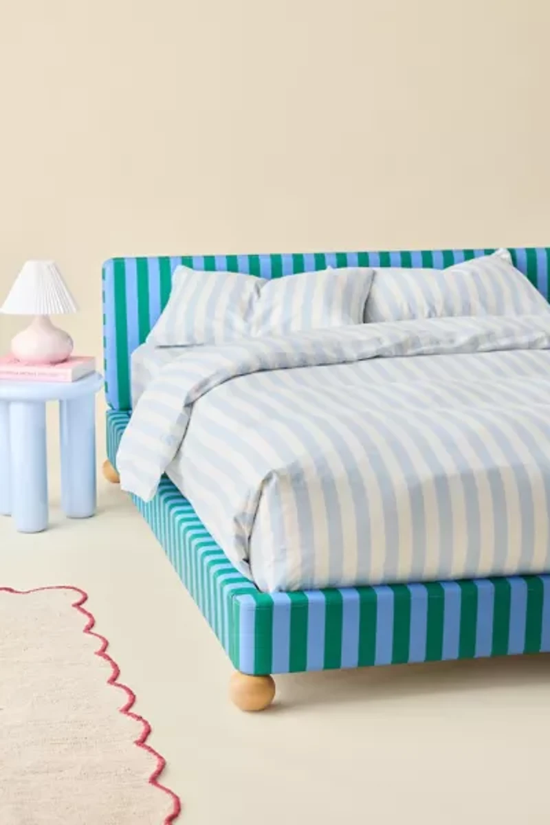 Riley Striped Upholstered Bed
