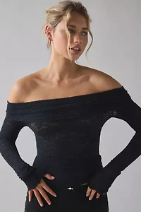 Kimchi Blue Lily Sheer Lace Long Sleeve Off-The-Shoulder Top