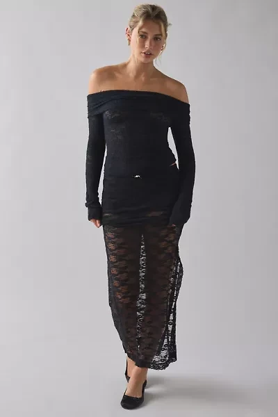 Kimchi Blue Lily Sheer Lace Long Sleeve Off-The-Shoulder Top