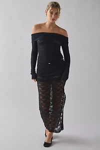 Kimchi Blue Lily Sheer Lace Long Sleeve Off-The-Shoulder Top