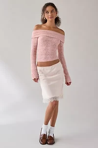 Kimchi Blue Lily Sheer Lace Long Sleeve Off-The-Shoulder Top