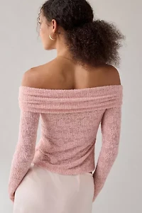 Kimchi Blue Lily Sheer Lace Long Sleeve Off-The-Shoulder Top