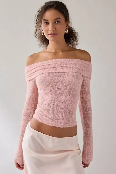 Kimchi Blue Lily Sheer Lace Long Sleeve Off-The-Shoulder Top