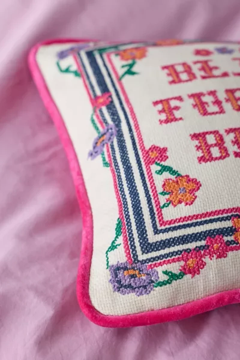 Blah Blah Cross Stitch Throw Pillow