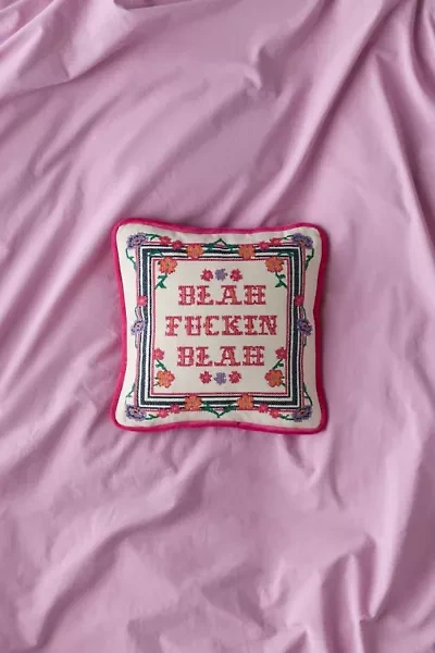 Blah Blah Cross Stitch Throw Pillow