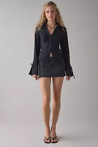 Kimchi Blue Poppy Button-Front Flyaway Slim Shirt