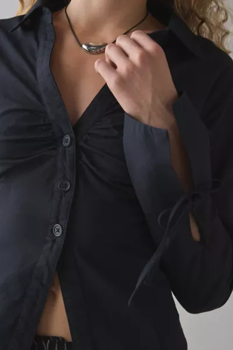 Kimchi Blue Poppy Button-Front Flyaway Slim Shirt