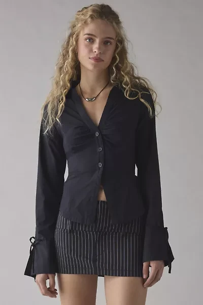 Kimchi Blue Poppy Button-Front Flyaway Slim Shirt