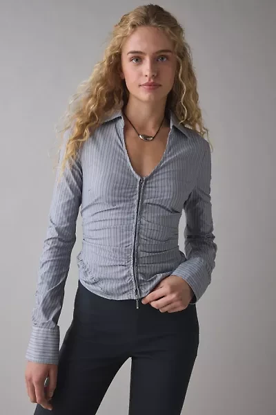 Kimchi Blue Penny Zip-Front Slim Shirt